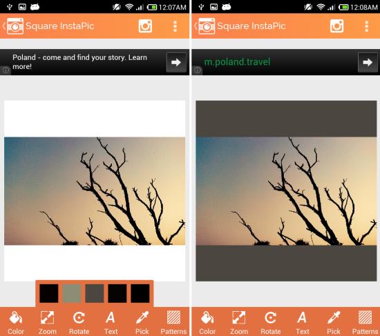 Using Square InstaPic for Android editing image