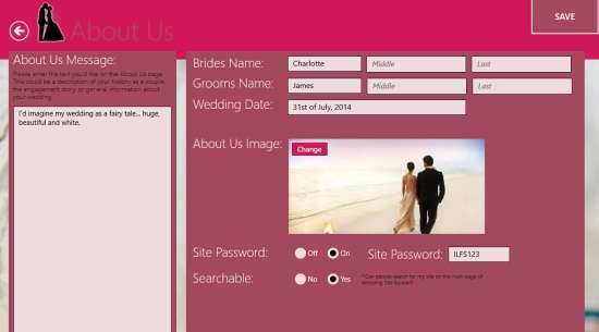 Wedding Site Builder-About Us Customize