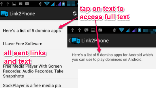 access sent links and text