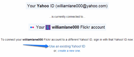 account info flickr yahoo