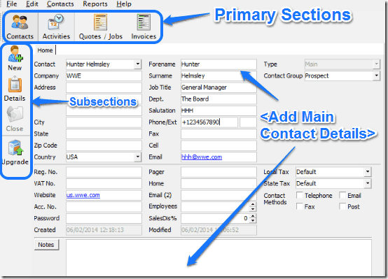 add main contact clarity