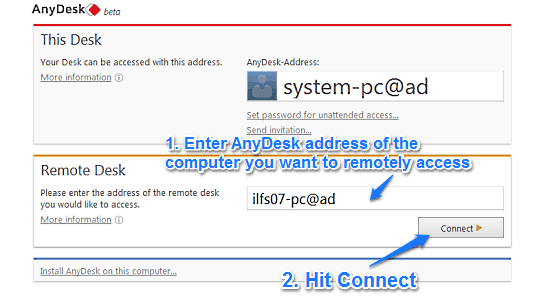 anydesk connect