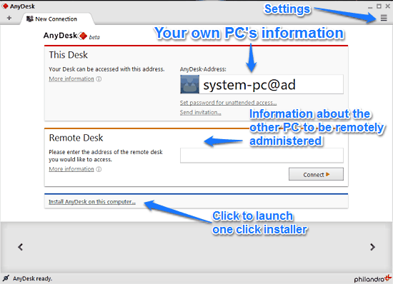 anydesk main ui