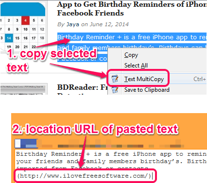 auto copy location URL of text