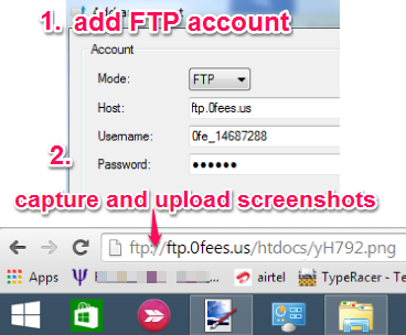 capture screenshots and upload to FTP server