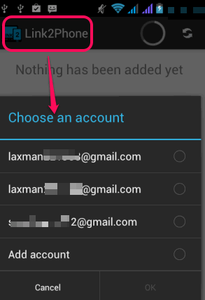 choose an account and authorize permission to app