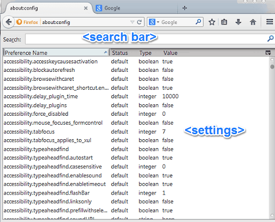config page firefox details