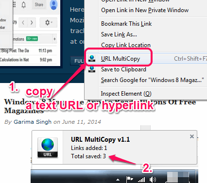 copy a text URL or hyperlink