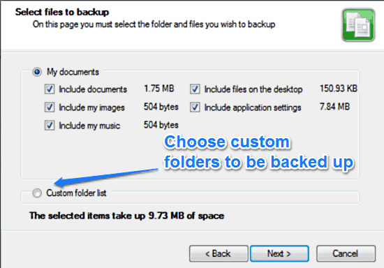 duplicati select folders