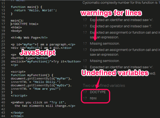 find errors in JavaScript