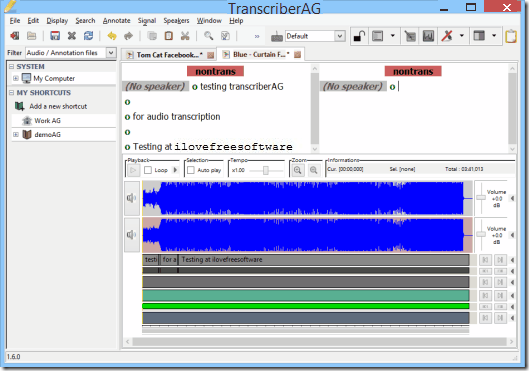 free transcription software - transcriberAG