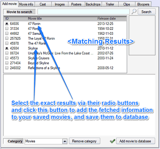 freemovie db add to database