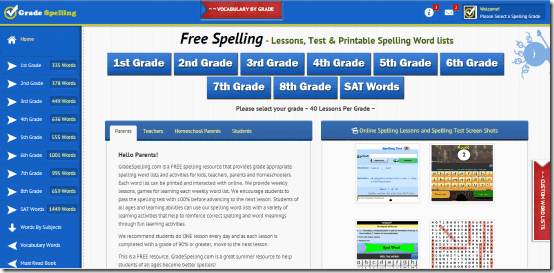 gradespellings homepage