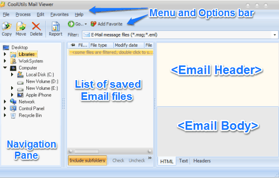 mail viewer main ui