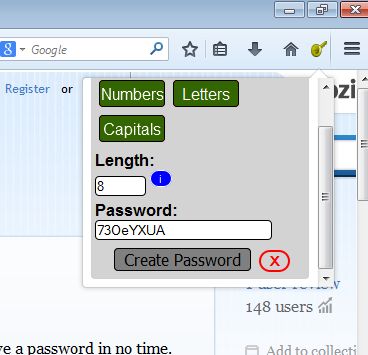 password generator addons Firefox 4