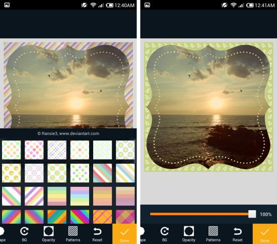 pattern option in InstaShape for android