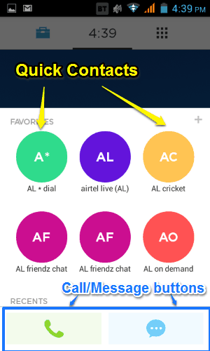 quick contacts