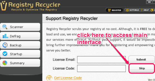 Registry Recycler support window
