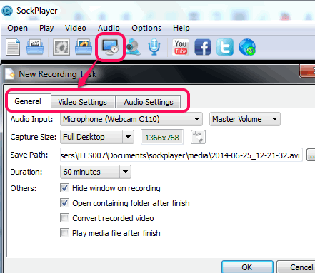 screen recording settings