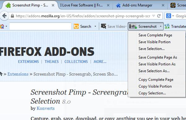 screenshot addons firefox 4