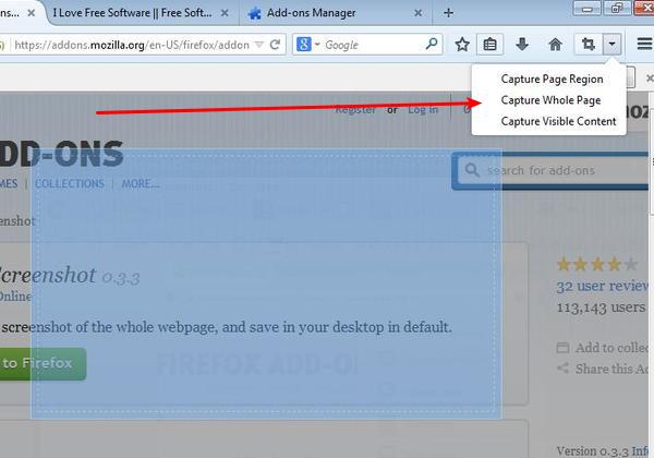 screenshot addons firefox 5