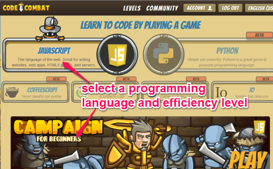 select a programming language to learn coding
