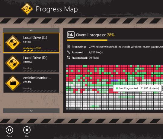 select drives and analyze