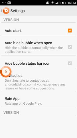 settings in Copy Bubble for Android