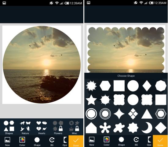 shape option in Using InstaShape for Android
