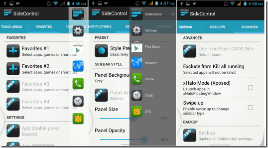 sidecontrol app setting