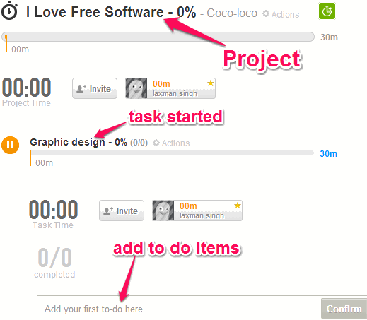 start working on task and add to-do items