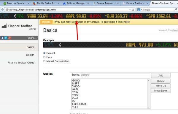 stock market tracker addons firefox 4