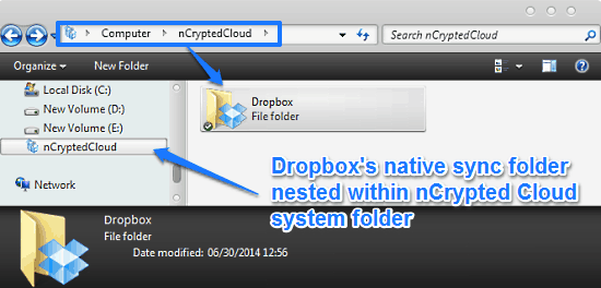 sync folder nested in ncrypted cloud