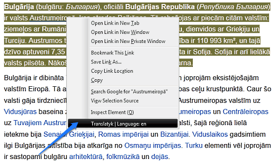 translatyk context menu