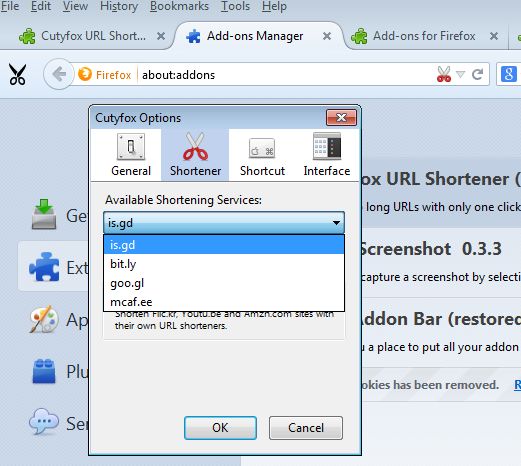 url shortener addons for firefox 1