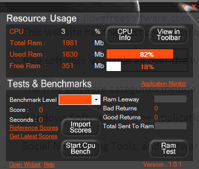 CPU usage monitor - Webtile PC ++