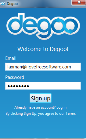 Degoo- sign up