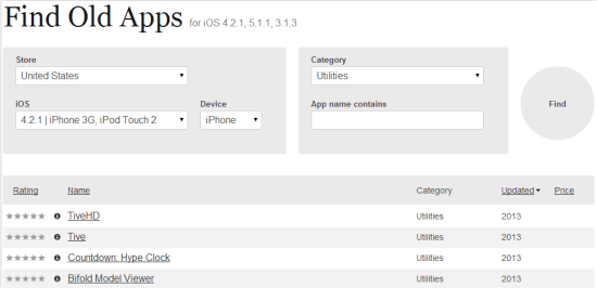 Find Old Apps
