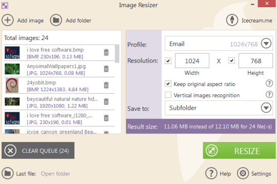 IceCream Image Resizer- batch resize images