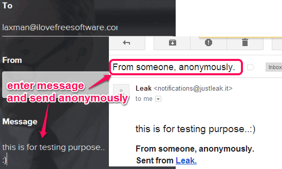 Leak- anonymously send messages to anyone