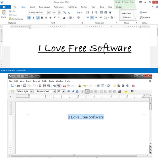 Merge Word 2014 vs LibreOffice Writer