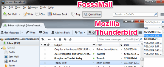 Mozilla Thunderbird vs FossaMail