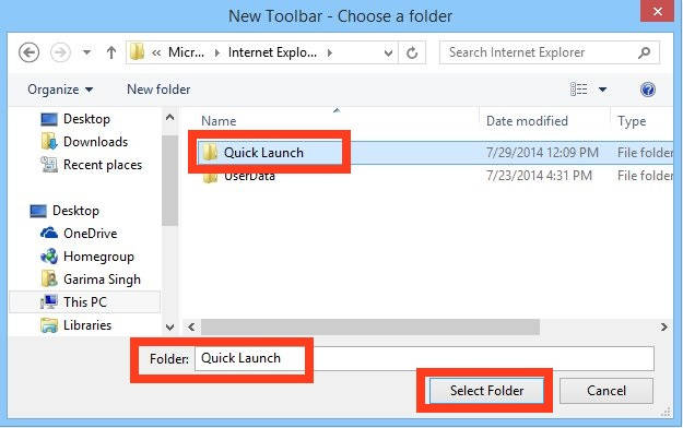 Quick Launch-Folder