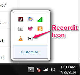 Recordit Icon in Notification Tray