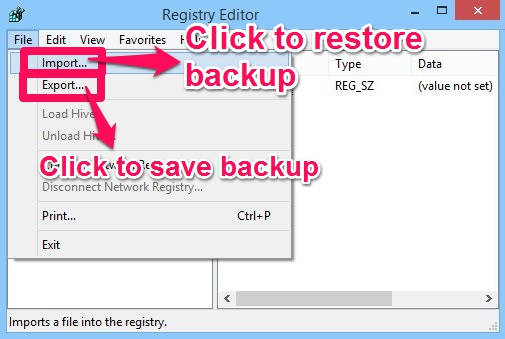 Registry Backup-Ooptions