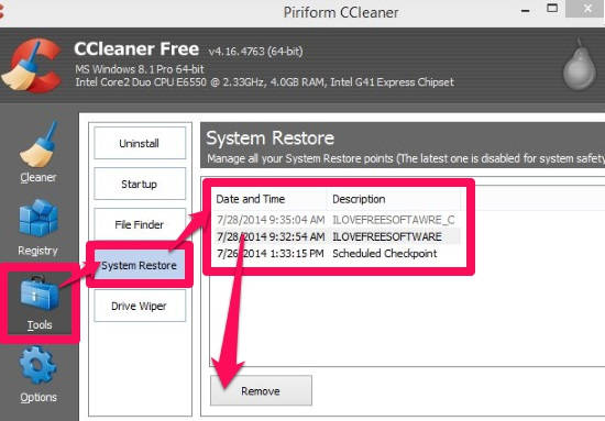 Restore Points-CCleaner