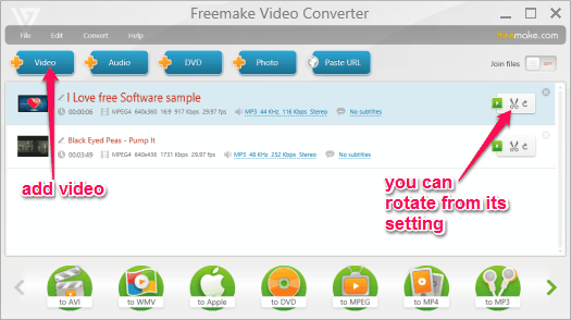Rotate Videos - Freemake video converter