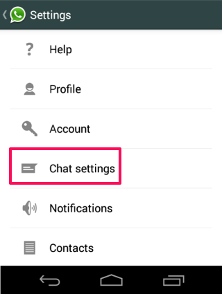 Select Chat Settings