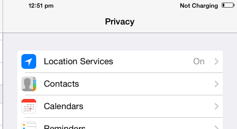 Select Location Services in iOS 8