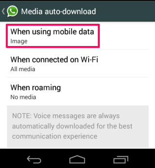 Select When Using Mobile Data